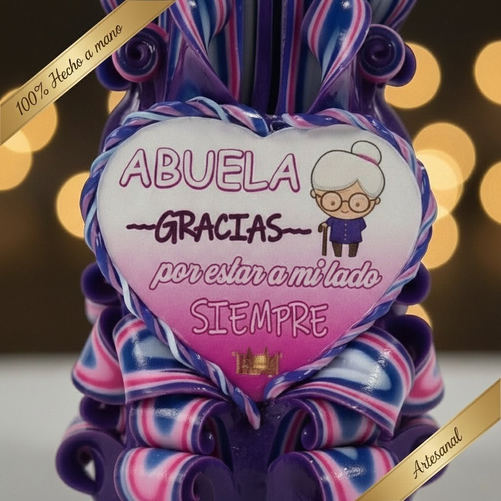 Detalle de vela para abuela con mensaje gracias por estar a mi lado siempre